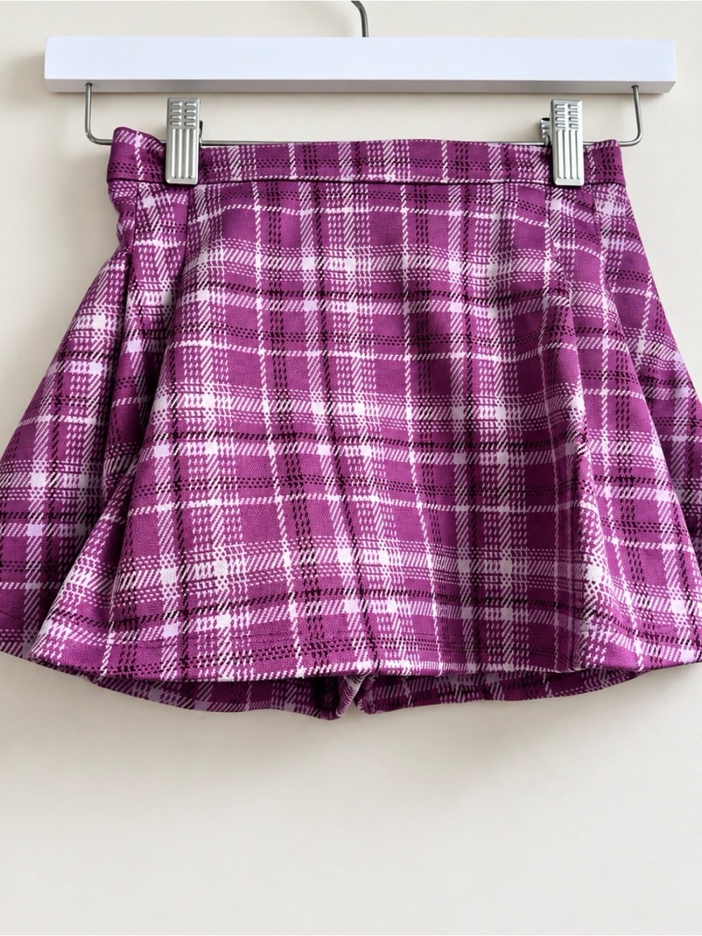 Vince Camuto Pink and White Plaid Skort Shorts
